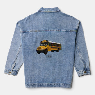 Schoolbus cartoon illustratie denim jacket