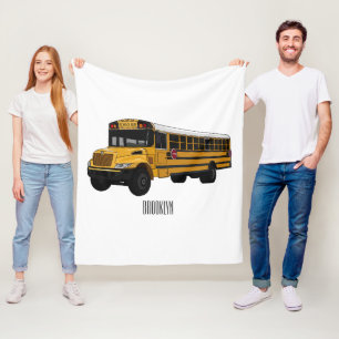 Schoolbus cartoon illustratie fleece deken