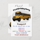 Schoolbus cartoon illustratie kaart (Voorkant / Achterkant)