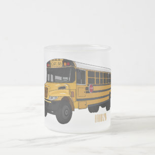 Schoolbus cartoon illustratie matglas koffiemok