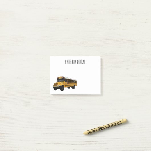 Schoolbus cartoon illustratie post-it® notes (Op bureau)