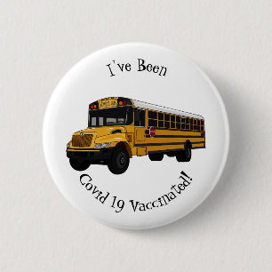 Schoolbus cartoon illustratie ronde button 5,7 cm