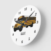 Schoolbus cartoon illustratie ronde klok (Hoek)
