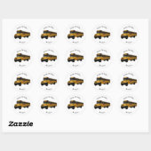 Schoolbus cartoon illustratie ronde sticker (Vel)