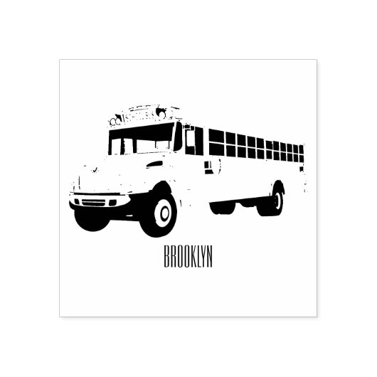 Schoolbus cartoon illustratie 	rubberstempel (Afrduk)