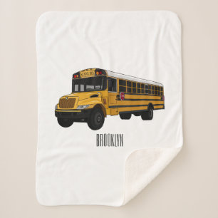 Schoolbus cartoon illustratie sherpa deken
