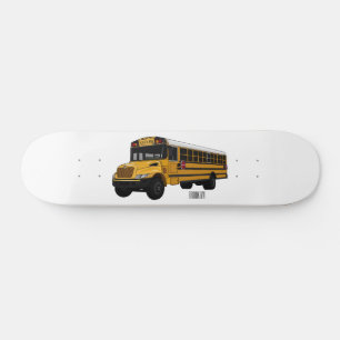 Schoolbus cartoon illustratie skateboard