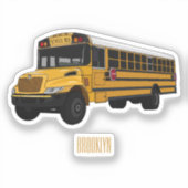 Schoolbus cartoon illustratie sticker (Voorkant)