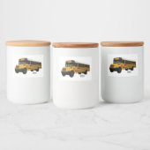 Schoolbus cartoon illustratie voedselcontainer etiket (Flessen)