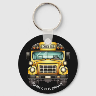 Schoolbus chauffeur. Gepersonaliseerd Sleutelhanger