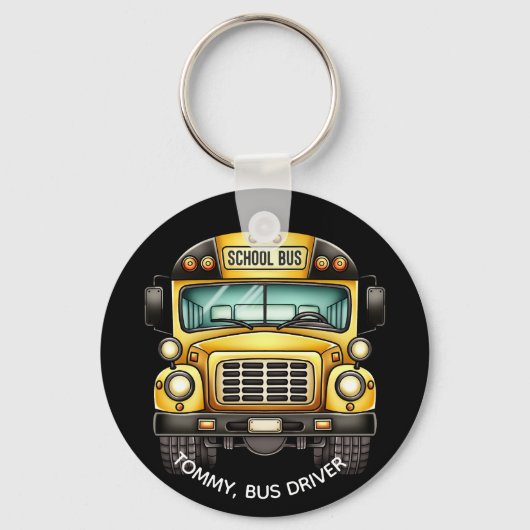 Schoolbus chauffeur. Gepersonaliseerd Sleutelhanger (Voorkant)