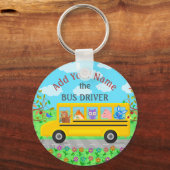 Schoolbus-chauffeur | Gepersonaliseerde naam Sleutelhanger (Voorkant)