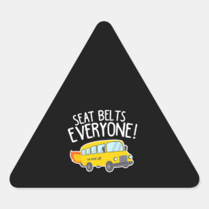 Schoolbus-chauffeur op zitplank, iedereen driehoek sticker