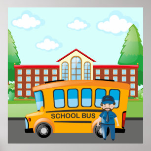 Schoolbus en -chauffeur poster