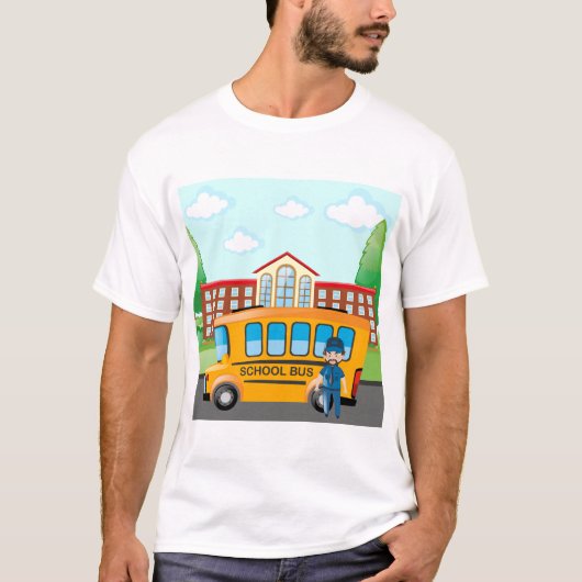 Schoolbus en -chauffeur t-shirt (Voorkant)