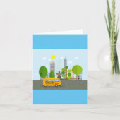 schoolbus in de stad kaart (Voorkant)