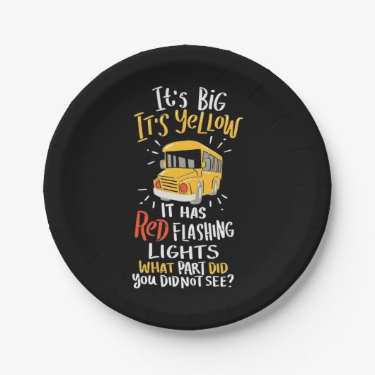 Schoolbus is groot en geel papieren bordje (Voorkant)