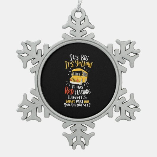 Schoolbus is groot en geel tin sneeuwvlok ornament (Voorkant)