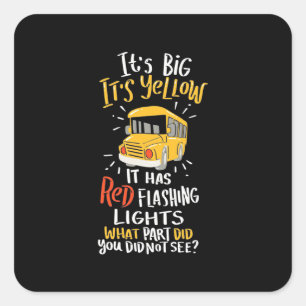 Schoolbus is groot en geel vierkante sticker