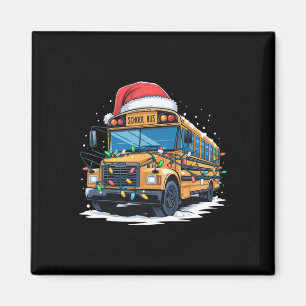 Schoolbus Kerstboom Schattige Santa Hat Lights XM Magneet