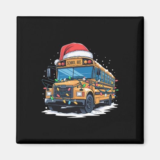 Schoolbus Kerstboom Schattige Santa Hat Lights XM Magneet (Voorkant)