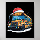 Schoolbus Kerstboom Schattige Santa Hat Lights XM Poster (Voorkant)