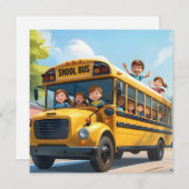 Schoolbus Kinderen Feestdagenkaart (Voorkant / Achterkant)