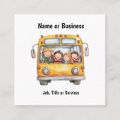Schoolbus met blije kinderen vierkante visitekaartje (Voorkant)