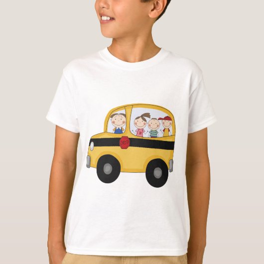 Schoolbus met Kinder T-shirts en cadeaus (Voorkant)