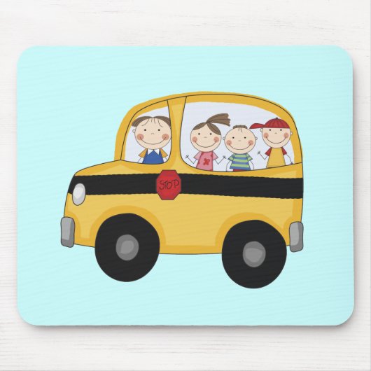 Schoolbus met Kinder T-shirts en cadeaus Muismat (Voorkant)