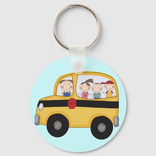 Schoolbus met Kinder T-shirts en cadeaus Sleutelhanger (Voorkant)