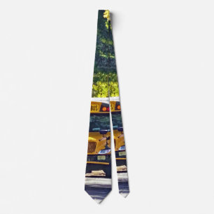 Schoolbus met open deur stropdas