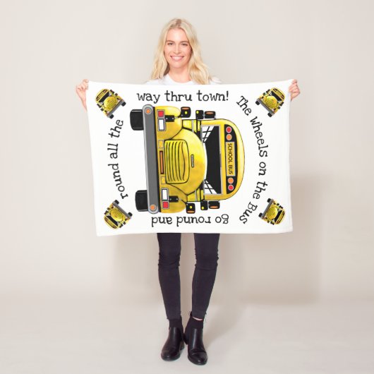 Schoolbus op maat fleece deken (In situ)