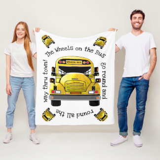 Schoolbus op maat fleece deken