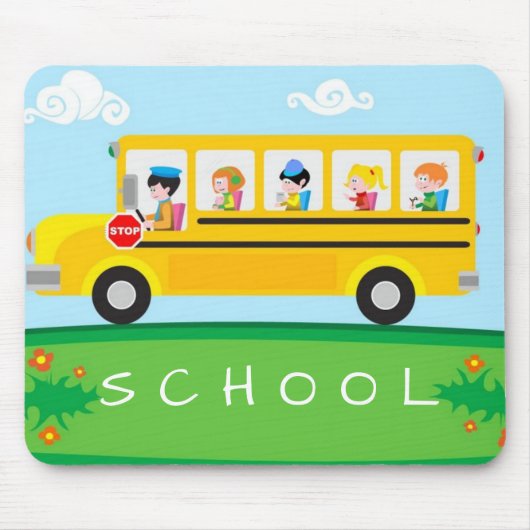 Schoolbus op Mousepad Muismat (Voorkant)