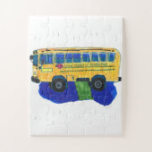 Schoolbus op schooldag legpuzzel (Verticaal)