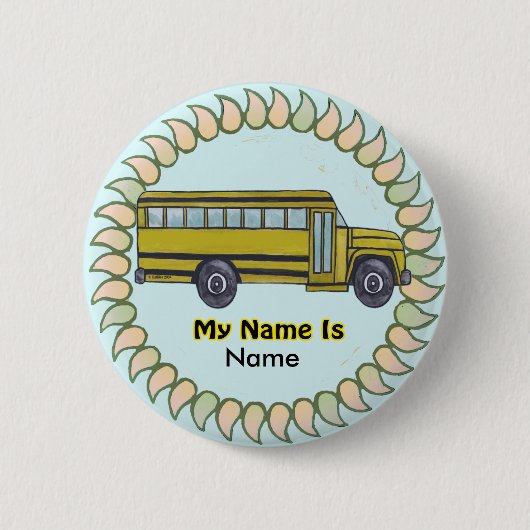 Schoolbus pin badge ronde button 5,7 cm (Voorkant)