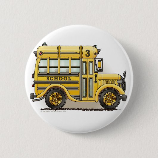 Schoolbus Pins Ronde Button 5,7 Cm (Voorkant)