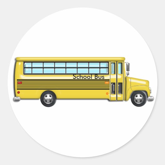 Schoolbus Ronde Sticker (Voorkant)