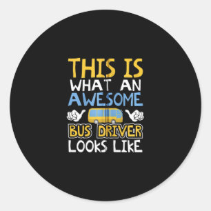 Schoolbus-stuurprogrammagrafisch cadeau, schoolbus ronde sticker