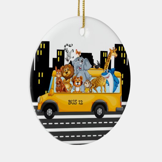 Schoolbuschauffeur - Bekijk terug Keramisch Ornament (Rechts)