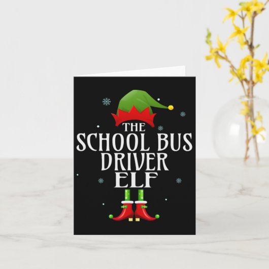Schoolbuschauffeur Elf Xmas Matching Family Group Kaart (Gele Bloem)