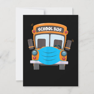 Schoolbuschauffeur gezichtsmasker grappig kostuum  notitiekaartje
