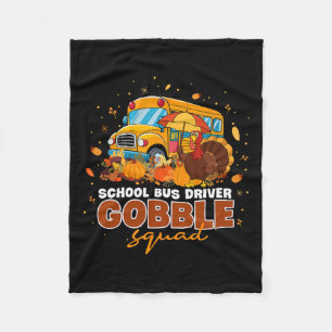 Schoolbuschauffeur Gobble Squad Thanksgiving Herfs Fleece Deken