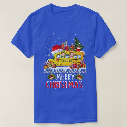 Schoolbuschauffeur Merry Kerstpyjama lights X T-shirt (Design voorkant)