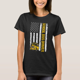 Schoolbuschauffeur US Flag Retro T-shirt