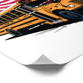 Schoolbuschauffeur Usa Vlag  Poster (Hoek)