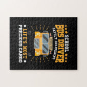 Schoolbuschauffeur veilig leveren legpuzzel (Horizontaal)