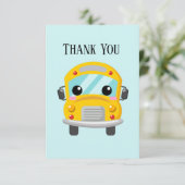 Schoolbuschauffeur voegt sentiment toe bedankkaart (Staand voorkant)