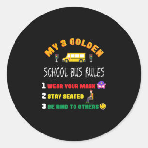 schoolbusregels voor studenten Funny School Bus Ronde Sticker